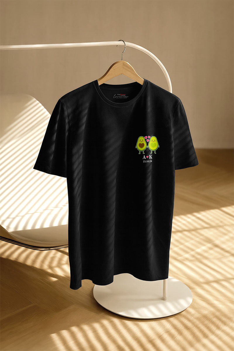 matching-tshirt-set-gia-zeugaria-me-ektipwsi-mauro-mpez-i-0004-5 2 Matching T-shirts με Avocado Love, Δώρο για Ζευγάρι