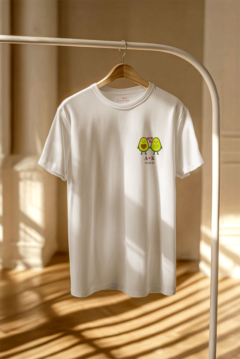 matching-tshirt-set-gia-zeugaria-me-ektipwsi-mauro-mpez-j-0004-6 2 Matching T-shirts με Avocado Love, Δώρο για Ζευγάρι