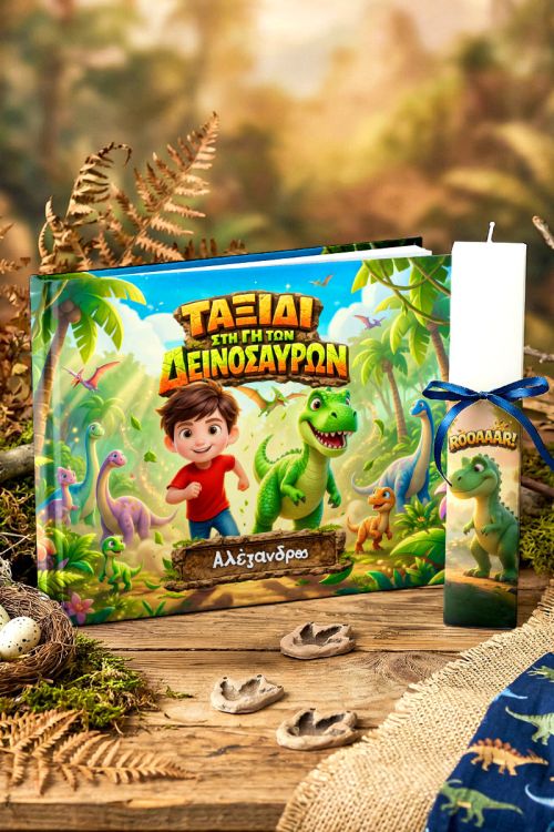 Ταξίδι στη Γη των Δεινοσαύρων, Παραμύθι & Premium Λαμπάδα