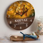 Ρολόι Τοίχου με Τίγρη & Λαμπάδα για την Ανάσταση, Δώρο Νονάς