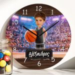Ρολόι Τοίχου Παίχτη Μπάσκετ με Φωτογραφία & Λαμπάδα Πάσχα