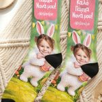 Custom Socks με Cut Out Φωτογραφία. Δώρο Πάσχα για Νονά