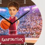 Ρολόι Τοίχου με Φωτογραφία Παίχτη Μπάσκετ & Λαμπάδα Πάσχα