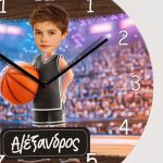 Ρολόι Τοίχου Παίχτη Μπάσκετ με Φωτογραφία & Λαμπάδα Πάσχα