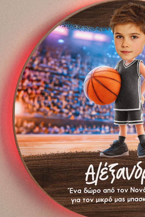 Φωτιστικό Τοίχου με Ασπρόμαυρο Παίχτη Μπάσκετ & Λαμπάδα