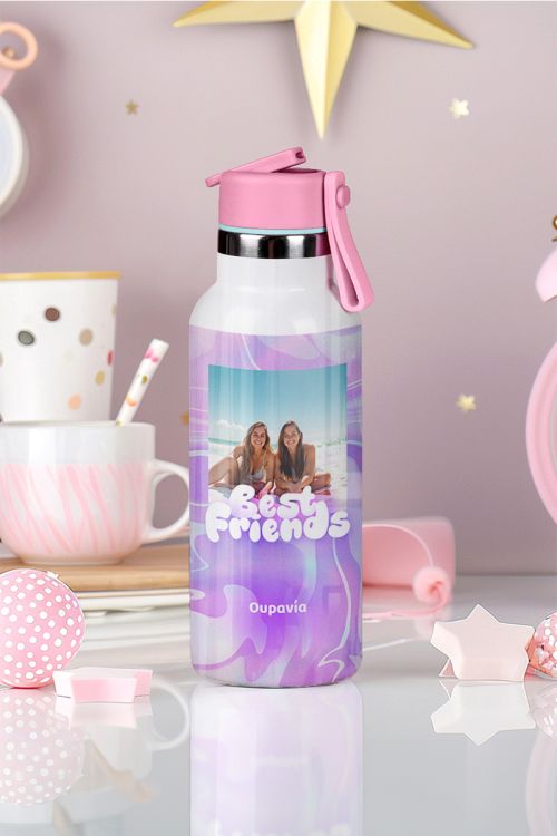 Παγούρι Θερμός με Καλαμάκι - Best Friends με Φωτογραφία