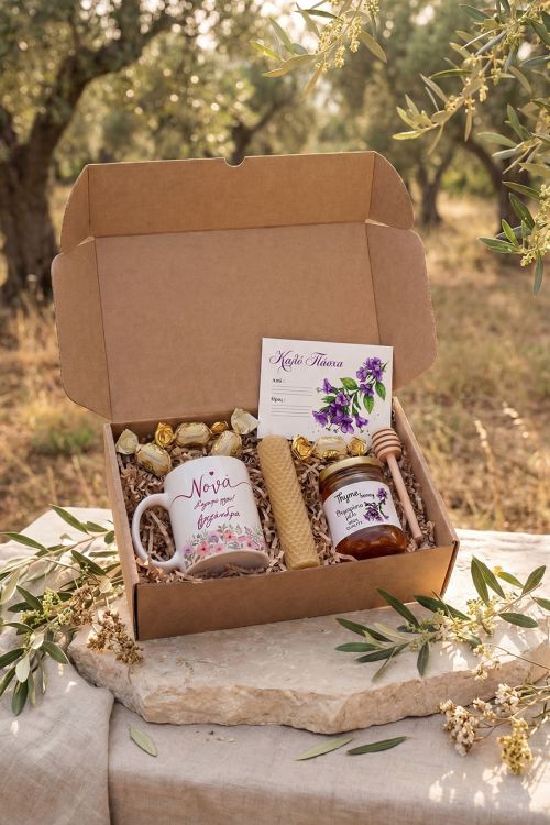 Luxury Δώρο για Νονά: Πασχαλινό Set Κούπα, Μέλι & Λαμπάδα