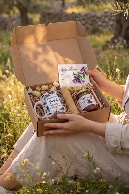 Premium Πασχαλινό Σετ Νονάς Κούπα, Μέλι, Λαμπάδα & Honey Dipper