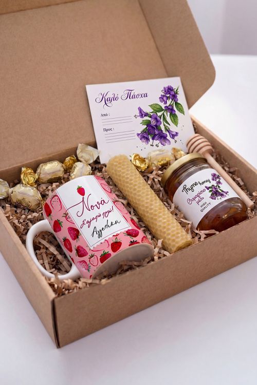 Premium Σετ για Νονά με Κούπα, Μέλι, Λαμπάδα & Honey Dipper