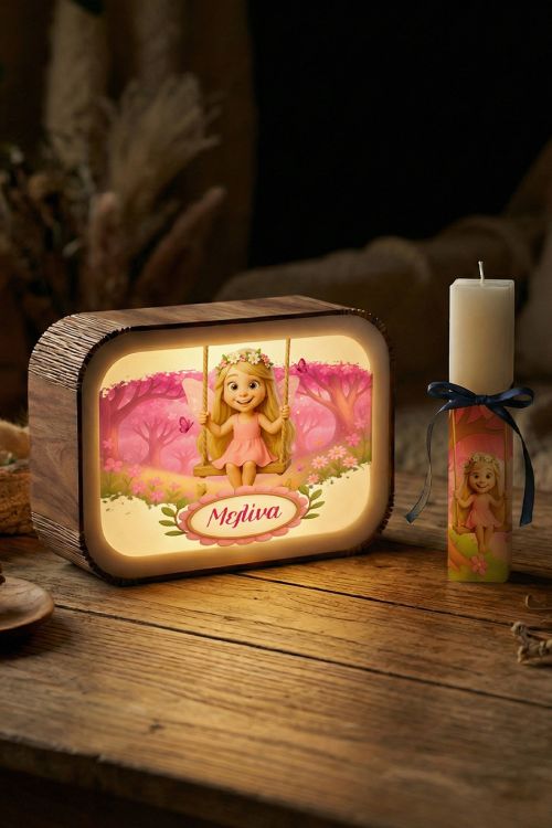 Παιδικό Φωτιστικό Lightbox & Λαμπάδα Πάσχα με Νεράιδα