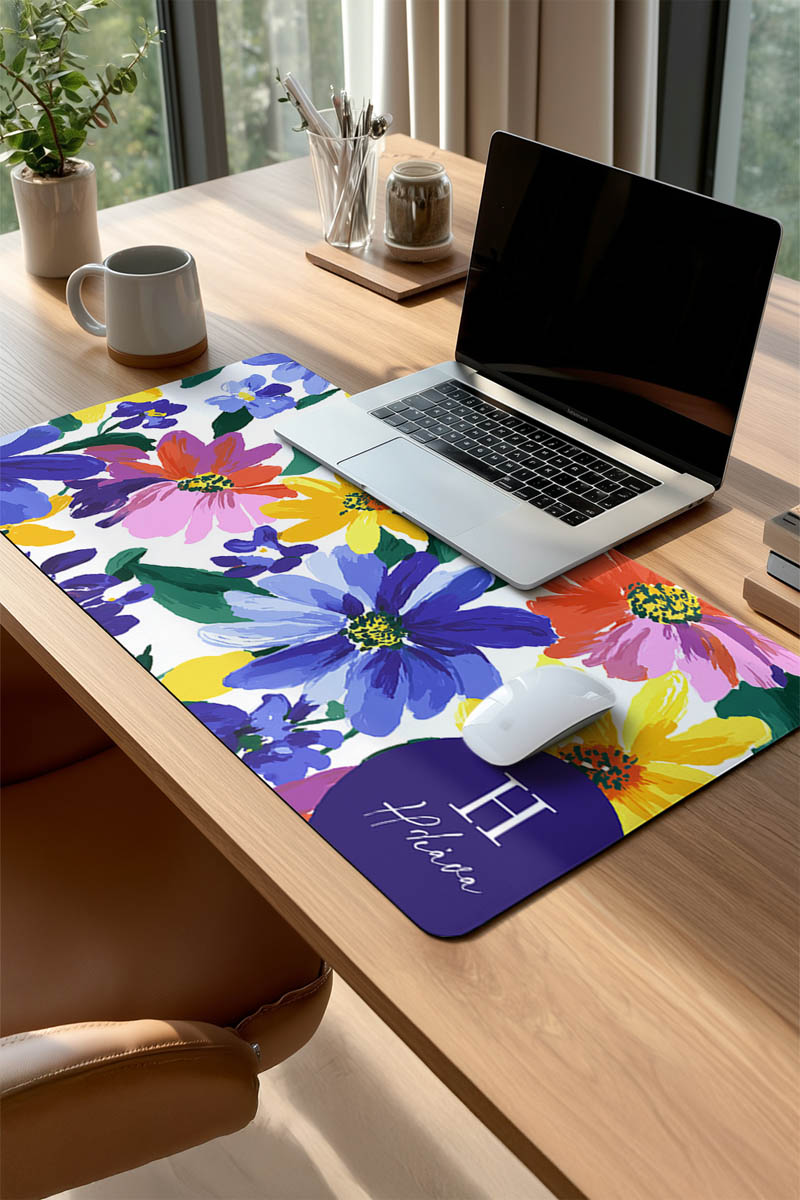 Premium Deskmat XXL Γραφείου με Πολύχρωμα Λουλούδια