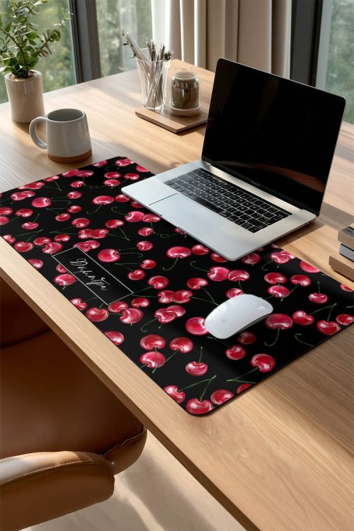 Deskmat XXL Mousepad Γραφείου Ανθεκτικό με Όνομα & Κεράσια