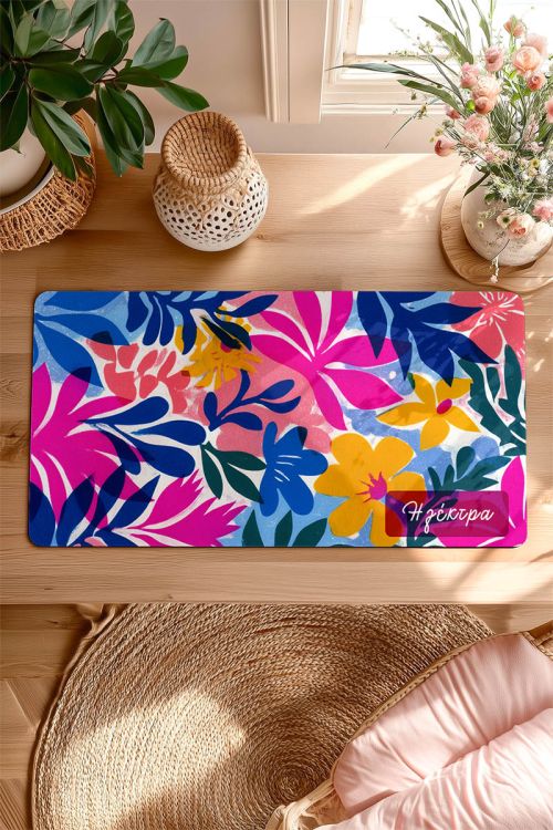 Deskmat XXL Αντιολισθητικό Mousepad Floral με Όνομα