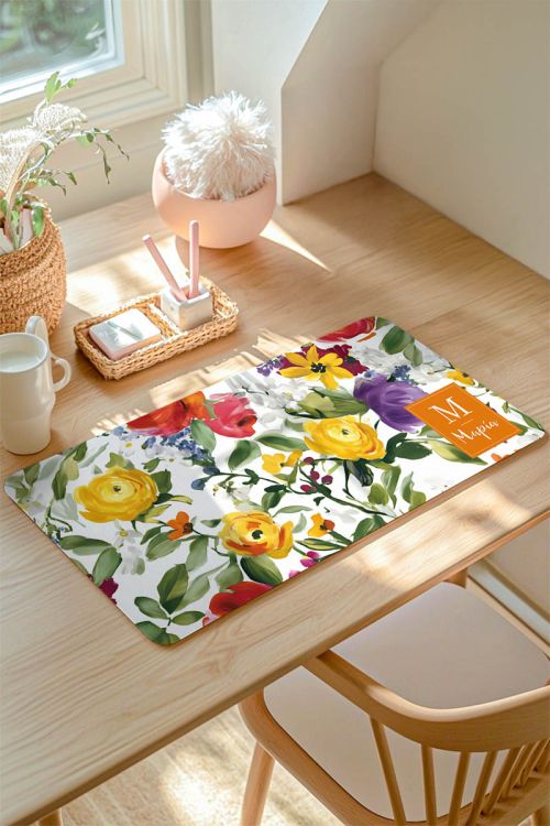 Μεγάλο Deskmat - Mousepad XXL με Μονόγραμμα & Άνθη