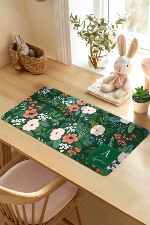 Deskmat XXL Αντιολισθητικό για Γραφείο με Λουλούδια & Όνομα