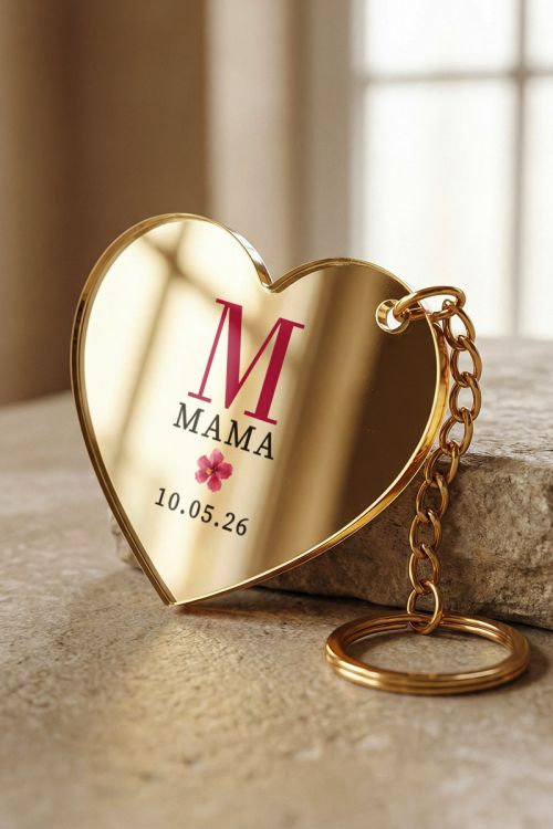 Μπρελόκ Κλειδιών Golden Mirror σε Σχήμα Καρδιά, Δώρο Μητέρας