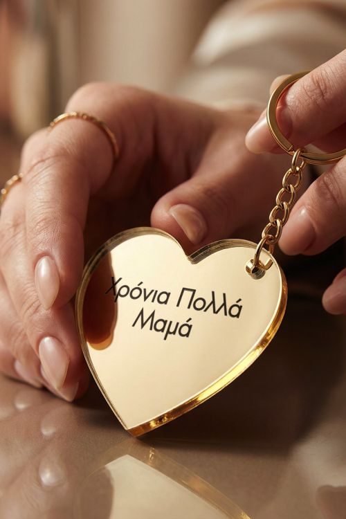 Μπρελόκ Κλειδιών Καρδιά Golden Mirror για Γιορτή Μητέρας