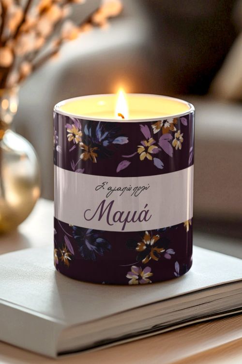 Αρωματικό Κερί Vanilla Cream με Λουλούδια, Δώρο για Μαμά