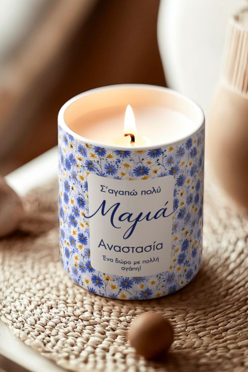 Αρωματικό Κερί Vanilla Cream για Μαμά με Floral Design