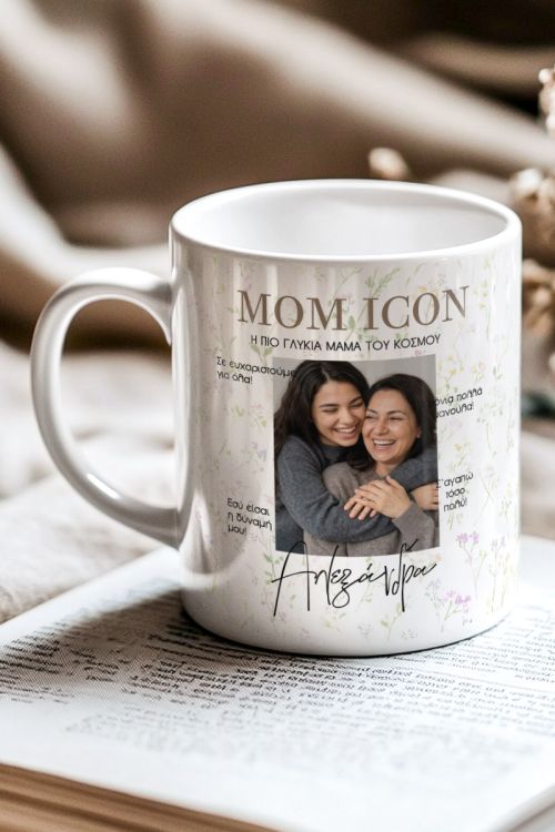Κούπα Προσωποποιημένη με Φωτογραφία Mom Icon, Δώρο για Μαμά