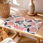 Premium Deskmat XXL Floral Design με Όνομα για Στυλ & Άνεση