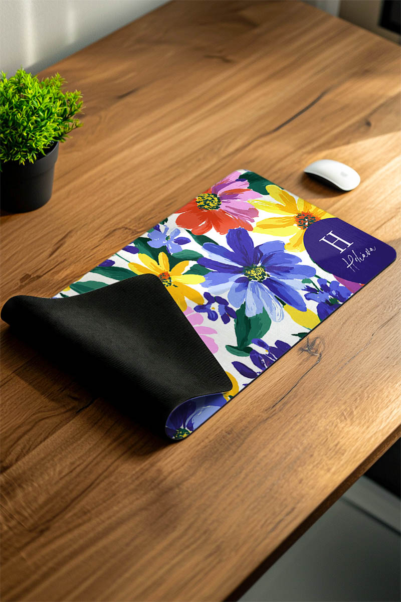Premium Deskmat XXL Γραφείου με Πολύχρωμα Λουλούδια