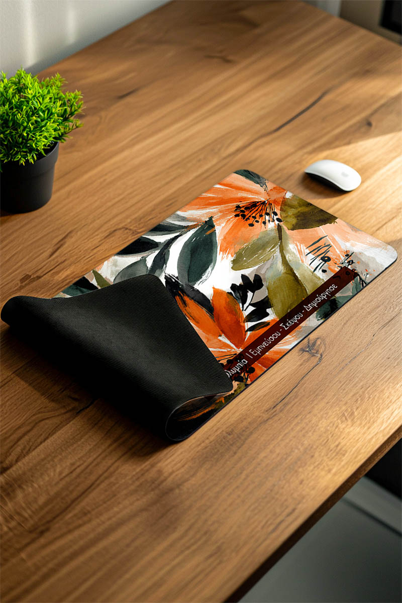 Μεγάλο Deskmat XXL για Γραφείο με Άνθη & Αφιέρωση