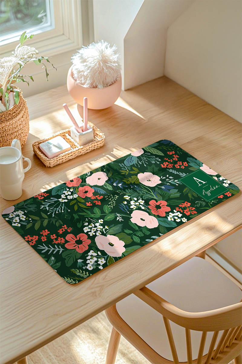 Deskmat XXL Αντιολισθητικό για Γραφείο με Λουλούδια & Όνομα