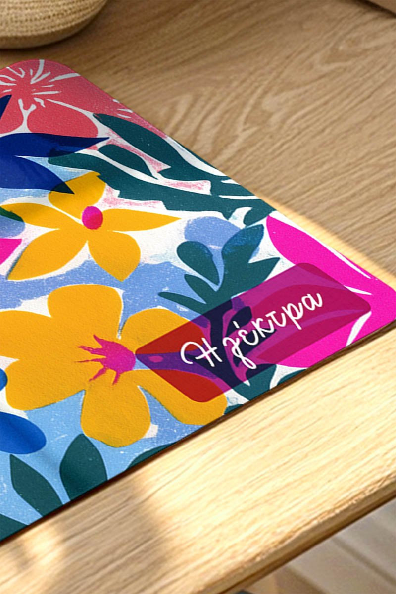 Deskmat XXL Αντιολισθητικό Mousepad Floral με Όνομα