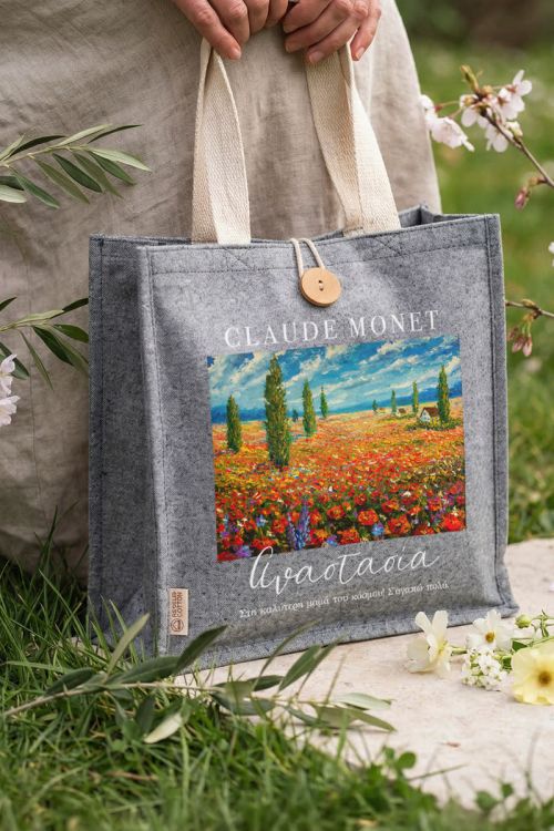 Premium Οικολογική Τσάντα με Πίνακα Claude Monet για Μαμά