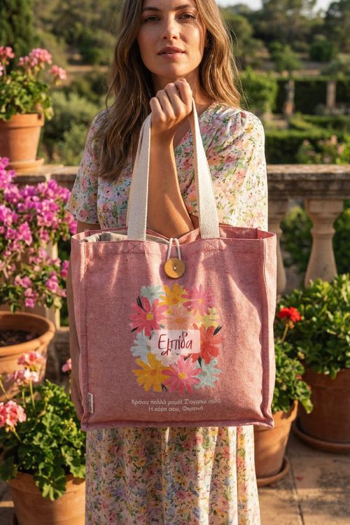 Τote Bag Τσάντα Ώμου με Όνομα και Αφιέρωση, Δώρο για Μαμά