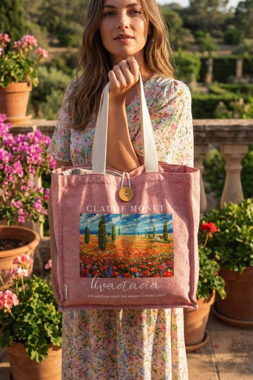 Premium Οικολογική Τσάντα με Πίνακα Claude Monet για Μαμά