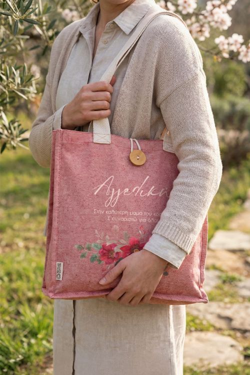 Premium Τσάντα Ώμου Tote με Λουλούδια, Δώρο για Μαμά