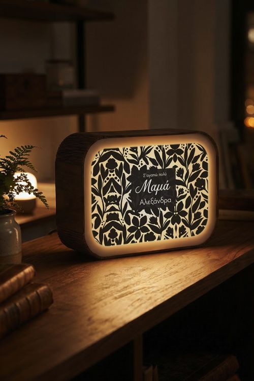 Φωτιστικό Lightbox Επιτραπέζιο, Δώρο για Μαμά με Στυλ Floral