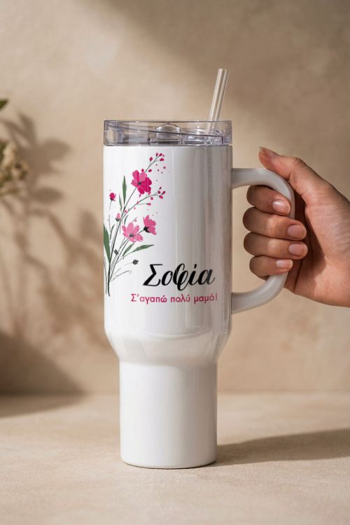 Tumbler Θερμός Premium με Λουλούδια, Δώρο για Μητέρες