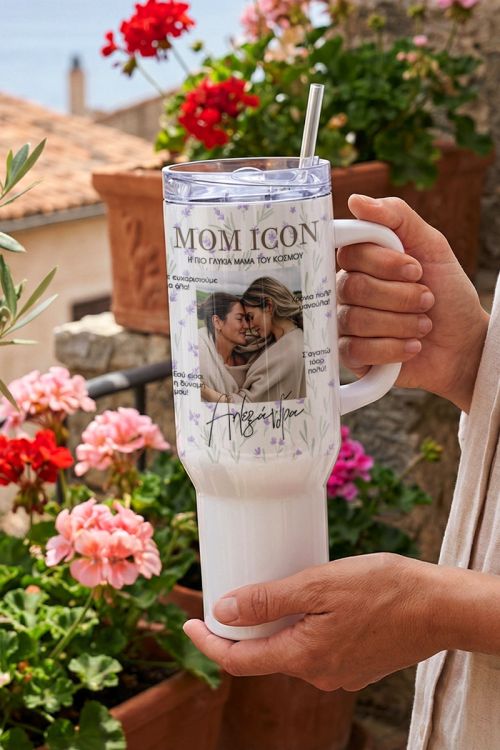 Premium Θερμός Tumbler με Φωτογραφία & Αφιέρωση, MOM Icon