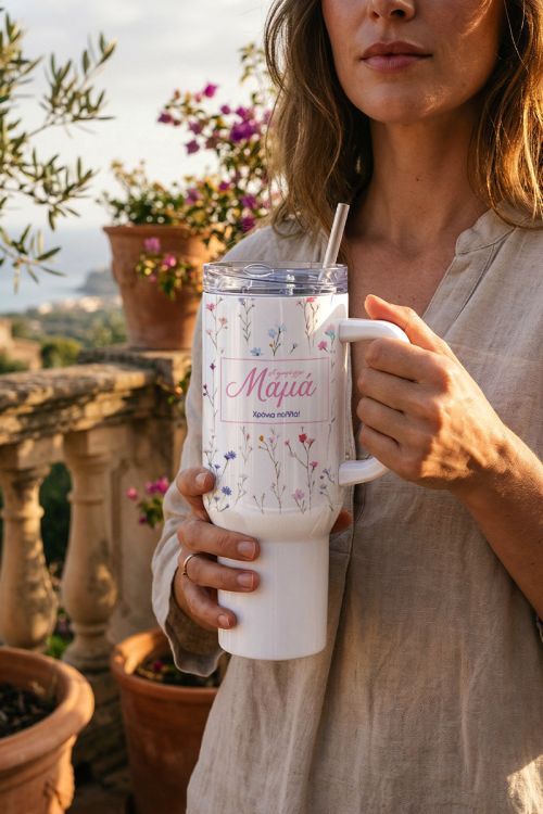 Οικολογικό Θερμός Tumbler Μεγάλο με Χερούλι, Δώρο για Μητέρα
