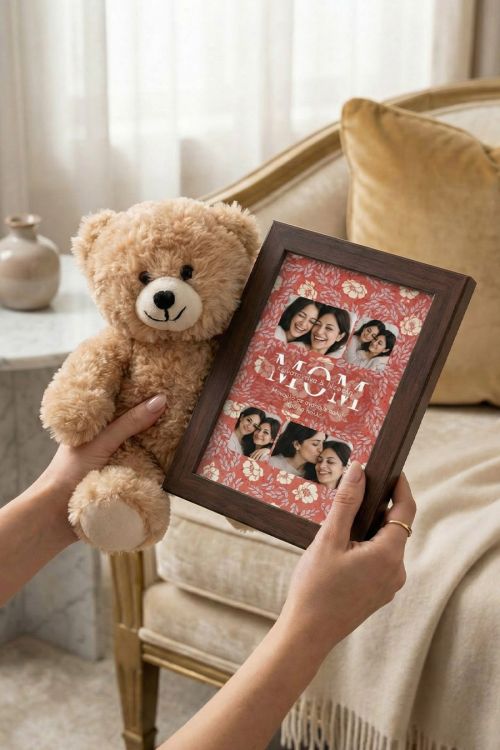 Gift Box για Μαμά με Προσωποποιημένη Κορνίζα και Αρκουδάκι