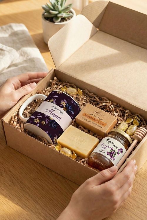 Elegant Gift Box Μητέρας με Κούπα, Μέλι & Φυσικό Σαπούνι