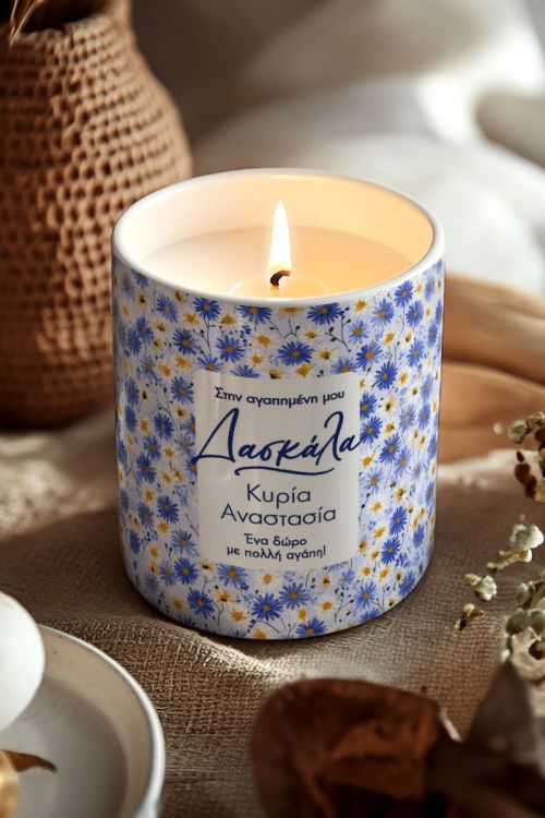 Αρωματικό Κερί Vanilla Cream, Δώρο με Λουλούδια για Δασκάλα