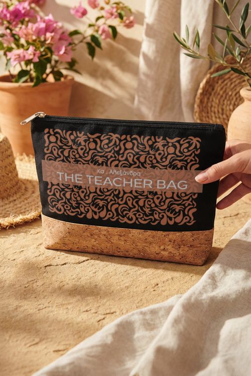 Τσαντάκι-Νεσεσέρ Μαύρο με Φελλό, Teacher Bag για τη Δασκάλα