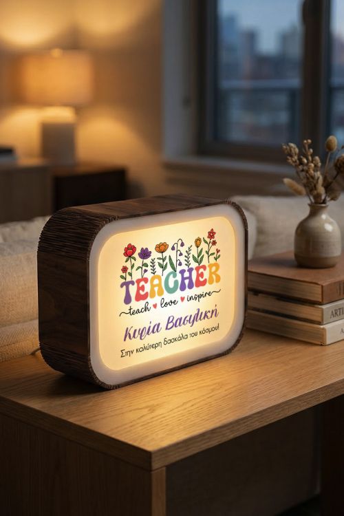 Premium Αναμνηστικό Δώρο Lightbox με Όνομα για Δασκάλα