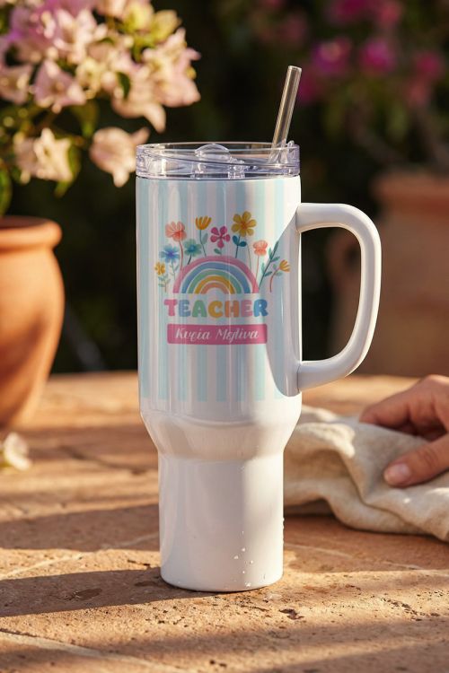 Premium Θερμός Tumbler με Καλαμάκι, Ενθύμιο Δώρο για Δασκάλα