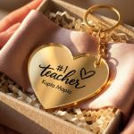Μπρελόκ Κλειδιών Golden Mirror Καρδιά, Ενθύμιο Δώρο Δασκάλας