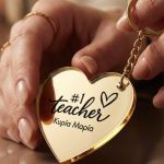 Μπρελόκ Κλειδιών Golden Mirror Καρδιά, Ενθύμιο Δώρο Δασκάλας