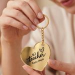 Μπρελόκ Κλειδιών Golden Mirror Καρδιά, Ενθύμιο Δώρο Δασκάλας