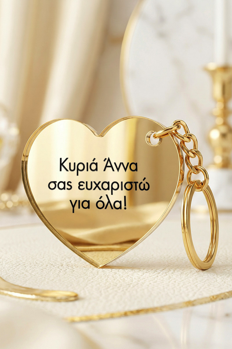 Μπρελόκ Κλειδιών Golden Mirror σε Καρδιά, Δώρο για Δασκάλα