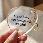 Μπρελόκ Κλειδιών Plexiglass σε Καρδιά, Δώρο για Δασκάλες