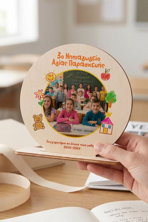 Ξύλινο Επιτραπέζιο Αναμνηστικό Νηπιαγωγείου με Φωτογραφία