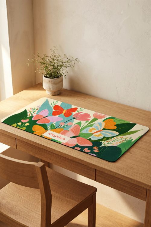 Deskmat XXL Mousepad Γραφείου με Όνομα & Σχέδιο Πεταλούδες
